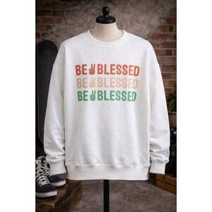 Be Blessed Graphic Sweatshirt Men’s XS (Fits S/M) True Craft White Multicolor